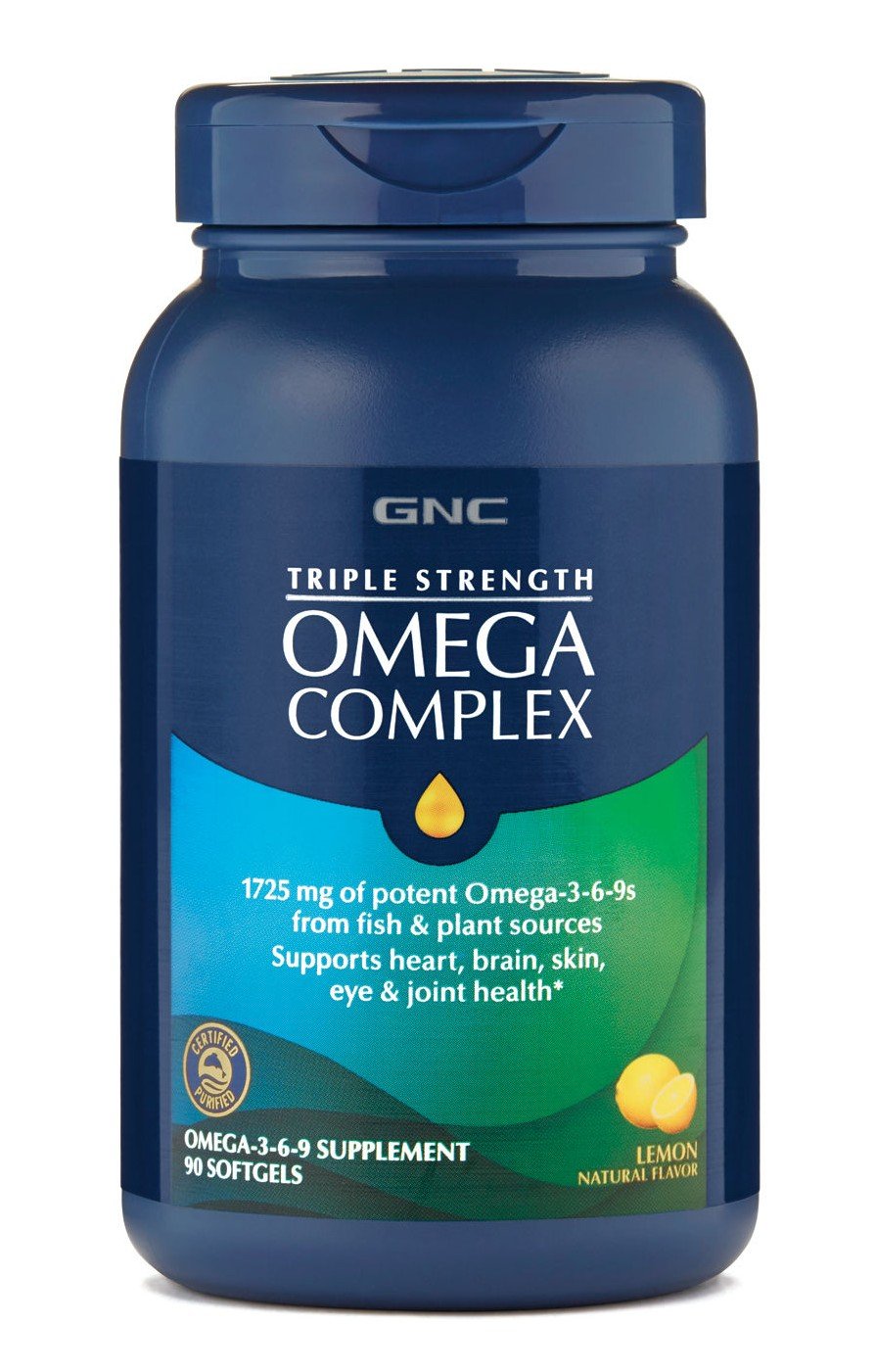 Triple Strenght Omega Complex, 90 шт, GNC. Комплекс жирных кислот. Поддержание здоровья 