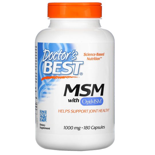 Для суставов и связок Doctor's Best MSM with OptiMSM, 180 капсул,  ml, Doctor's BEST. Para articulaciones y ligamentos. General Health Ligament and Joint strengthening 