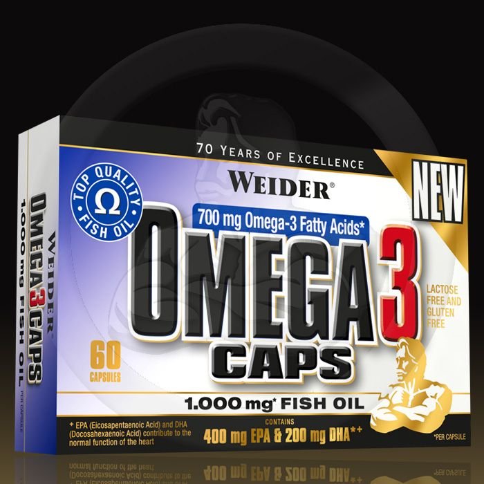 Omega 3 Caps, 60 шт, Weider. Омега 3 (Рыбий жир). Поддержание здоровья Укрепление суставов и связок Здоровье кожи Профилактика ССЗ Противовоспалительные свойства 