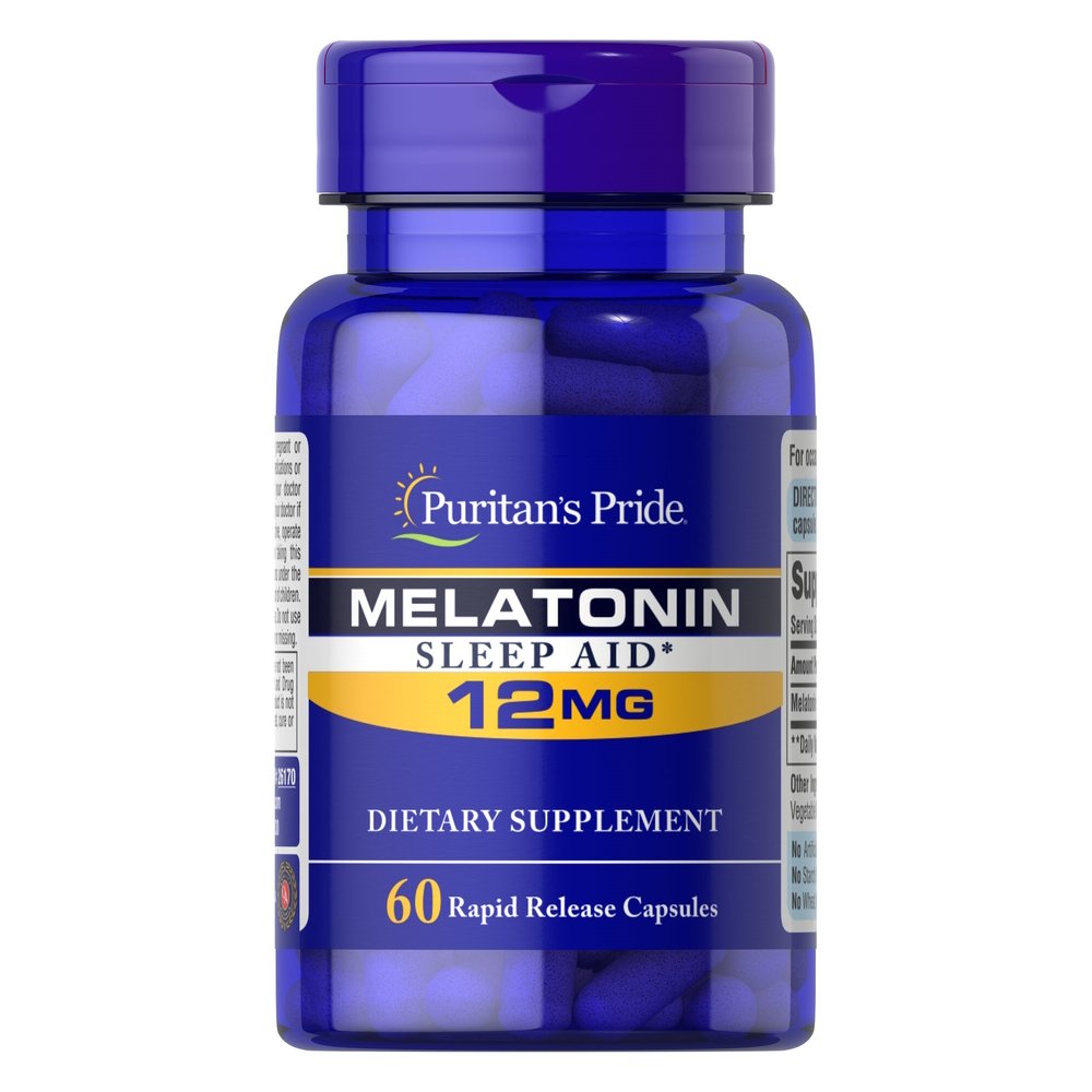 Натуральная добавка Puritan's Pride Melatonin 12 mg, 60 капсул,  мл, Puritan's Pride. Hатуральные продукты. Поддержание здоровья 