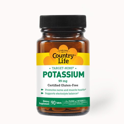 Витамины и минералы Country Life Potassium 99 mg,  90 таблеток,  ml, Country Life. Vitamins and minerals. General Health Immunity enhancement 