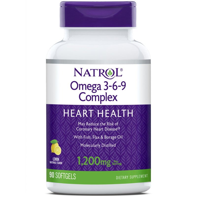 Жирные кислоты Natrol Omega 3-6-9 Complex, 90 капсул,  ml, Natrol. Grasas. General Health 