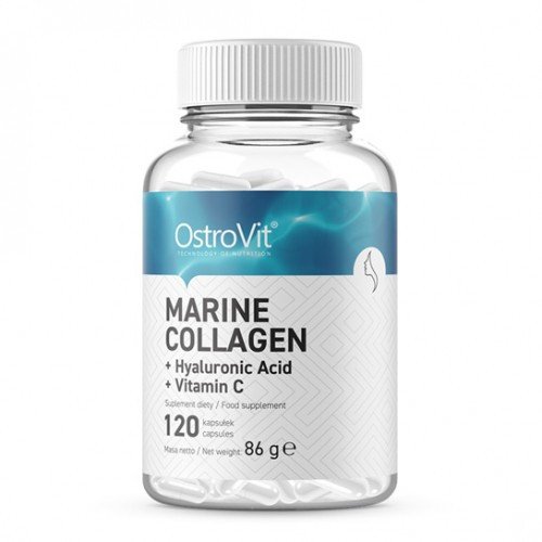 Колаген OstroVit Marine Collagen with Hyaluronic Acid and Vitamin C 120 caps,  ml, OstroVit. Collagen. General Health Ligament and Joint strengthening Skin health 