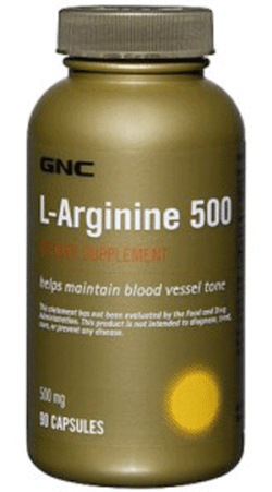 L-Arginine 500, 90 шт, GNC. Аргинин. Восстановление Укрепление иммунитета Пампинг мышц Антиоксидантные свойства Снижение холестерина Донатор оксида азота 