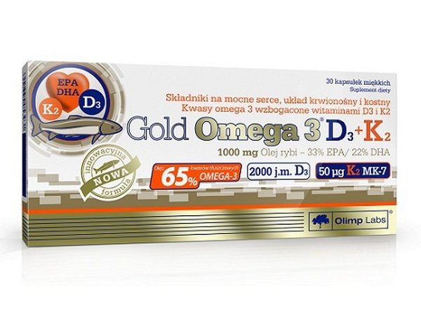Жирные кислоты Olimp Gold Omega 3 D3+K2, 30 капсул,  ml, Olimp Labs. Omega 3 (Aceite de pescado). General Health Ligament and Joint strengthening Skin health CVD Prevention Anti-inflammatory properties 