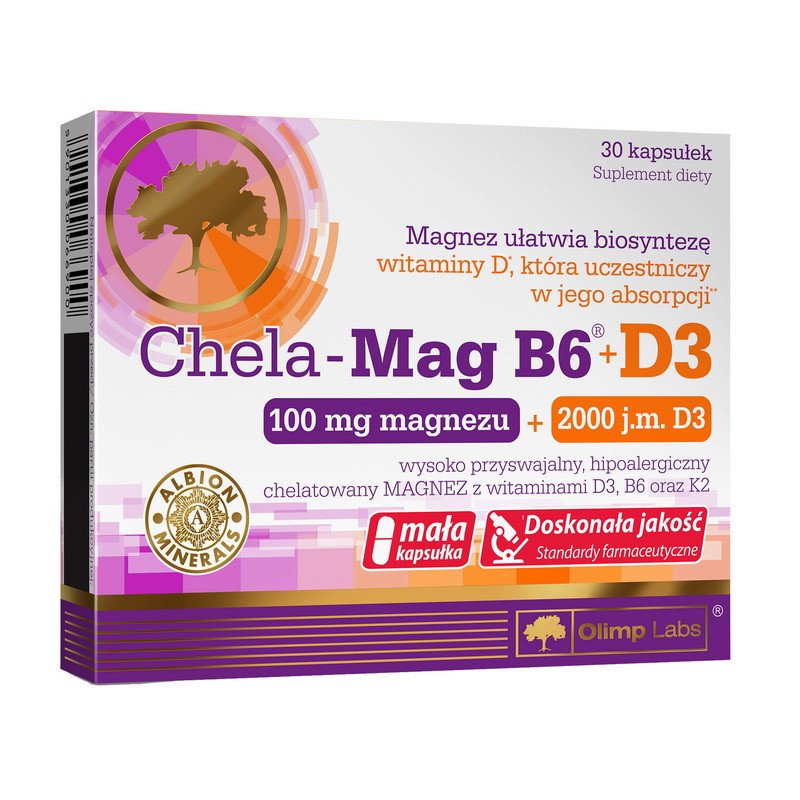 Магний хелат Б6 Олимп OLIMP Chela-Mag B6 + D3 (30 caps) олимп,  мл, Olimp Labs. Магний Mg. Поддержание здоровья Снижение холестерина Предотвращение утомляемости 