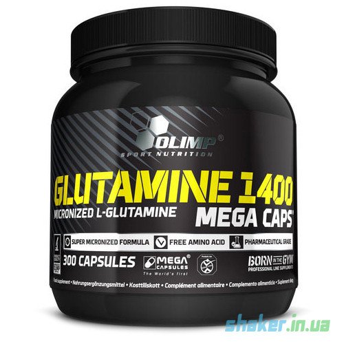 Глютамин Olimp L-Glutamine 1400 Mega Caps (300 капс) олимп мега капс,  мл, Olimp Labs. Глютамин. Набор массы Восстановление Антикатаболические свойства 