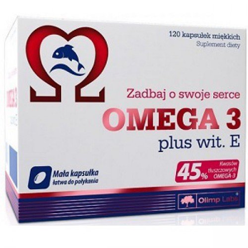 Omega 3 45% plus vitamin E, 120 шт, Olimp Labs. Омега 3 (Рыбий жир). Поддержание здоровья Укрепление суставов и связок Здоровье кожи Профилактика ССЗ Противовоспалительные свойства 