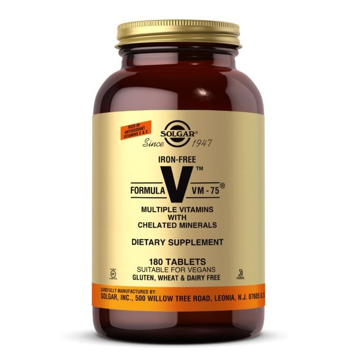 Витамины и минералы Solgar Formula V VM-75 (iron free), 180 таблеток,  мл, Solgar. Витамины и минералы. Поддержание здоровья Укрепление иммунитета 
