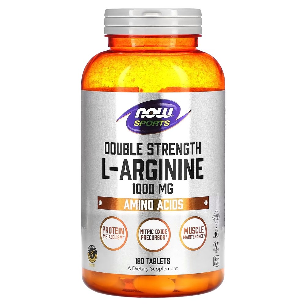 Now Аминокислота NOW Sports L-Arginine 1000 mg Double Strength, 180 таблеток, , 