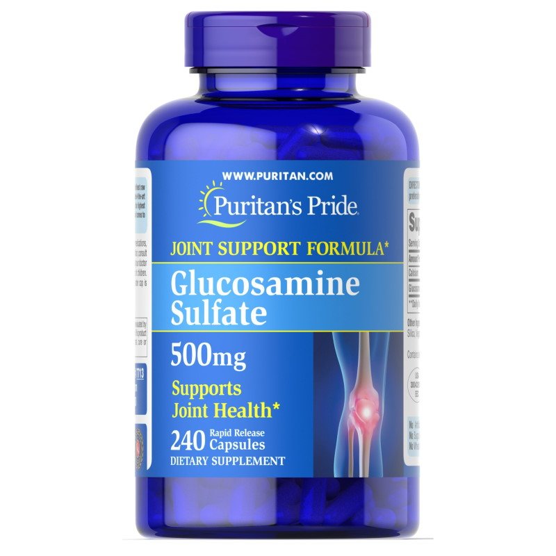 Для суставов и связок Puritan's Pride Glucosamine Sulfate 500 mg, 240 капсул,  ml, Puritan's Pride. For joints and ligaments. General Health Ligament and Joint strengthening 
