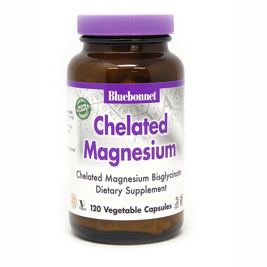 Витамины и минералы Bluebonnet Albion Chelated Magnesium, 120 вегакапсул,  мл, Bluebonnet Nutrition. Витамины и минералы. Поддержание здоровья Укрепление иммунитета 