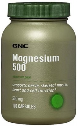 Magnesium 500, 120 шт, GNC. Магний Mg. Поддержание здоровья Снижение холестерина Предотвращение утомляемости 