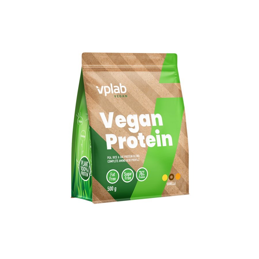 Протеин VPLab Vegan Protein, 500 грамм Ваниль,  мл, VPLab. Протеин. Набор массы Восстановление Антикатаболические свойства 