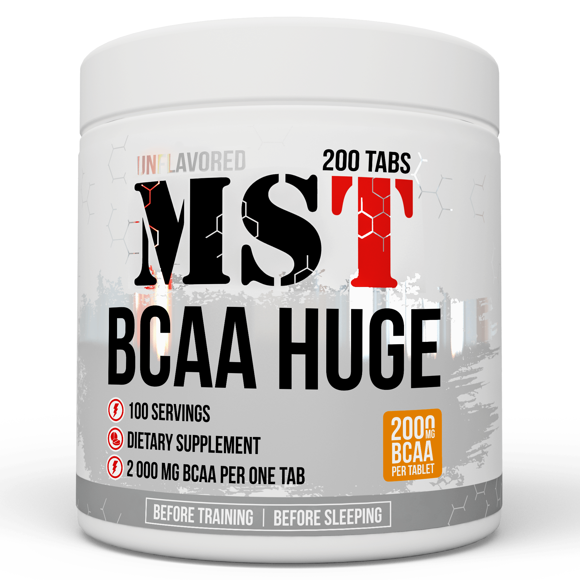 BCAA Huge, 200 pcs, MST Nutrition. BCAA. Weight Loss recovery Anti-catabolic properties Lean muscle mass 