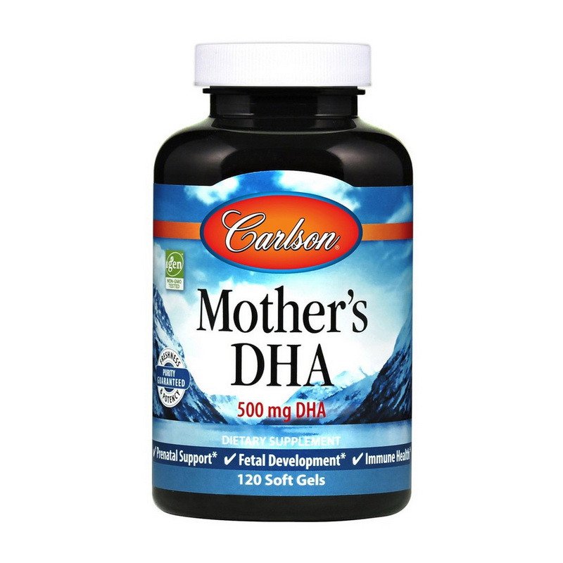 Омега 3 Carlson Labs Mother's DHA 500 mg 120 капсул,  ml, Carlson Labs. Omega 3 (Fish Oil). General Health Ligament and Joint strengthening Skin health CVD Prevention Anti-inflammatory properties 