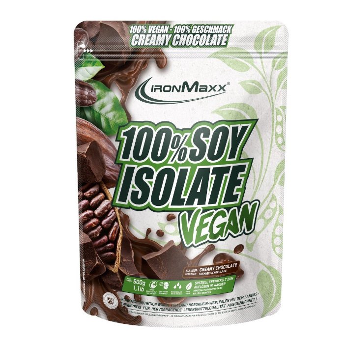 Протеин IronMaxx 100% Soy Protein Isolate, 500 грамм Шоколад,  мл, IronMaxx. Протеин. Набор массы Восстановление Антикатаболические свойства 