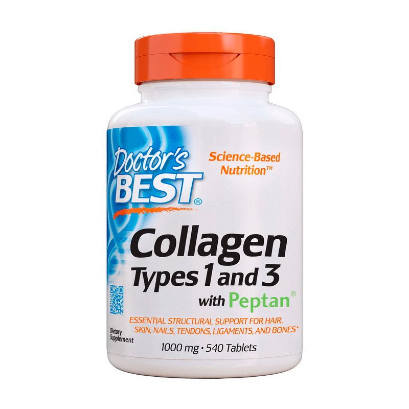 Doctor's BEST Коллаген Doctor's BEST Collagen Types 1&3 with Peptan 1000 мг (540 таб) доктор бест, , 