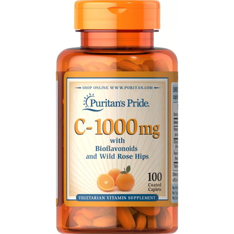 Витамины и минералы Puritan's Pride Vitamin C-1000 mg with Bioflavonoids &amp; Rose Hips, 100 каплет,  мл, Puritan's Pride. Витамины и минералы. Поддержание здоровья Укрепление иммунитета 