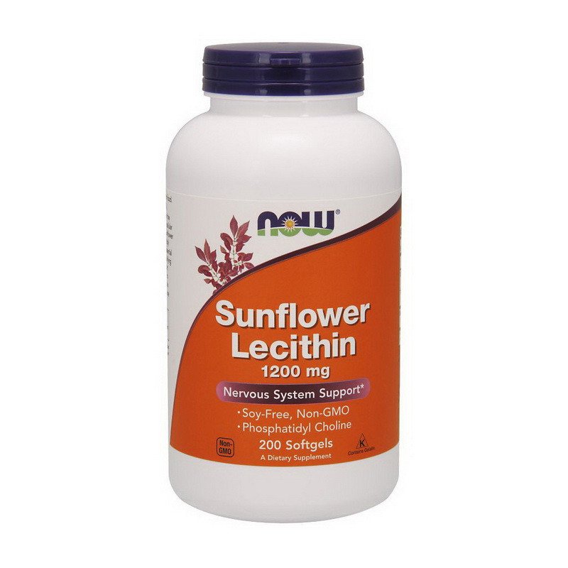 Лецитин Now Foods  Sunflower Lecithin 1200 mg (200 капс) нау фудс,  мл, Now. Лецитин. Поддержание здоровья 