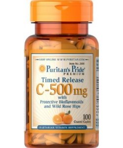 Puritan's Pride Time Release C-500 mg with Protective Bioflavonoids and Wild Rose Hips, , 100 pcs