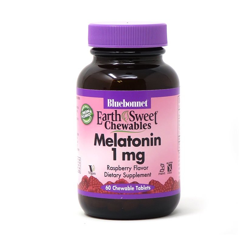 Восстановитель Bluebonnet Earth Sweet Chewables Melatonin 1 mg, 60 жевательных таблеток ,  мл, Bluebonnet Nutrition. Послетренировочный комплекс. Восстановление 