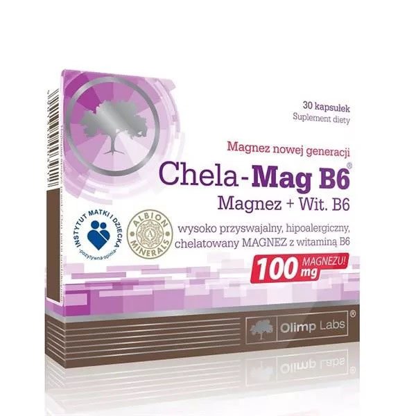 Витамины и минералы Olimp Chela-Mag B6, 30 капсул,  ml, NZMP. Vitamins and minerals. General Health Immunity enhancement 
