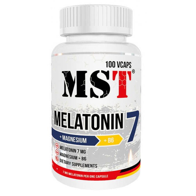 Витамины и минералы MST Melatonin 7 + Magnesium + B6, 100 вегакапсул,  мл, MST Nutrition. Витамины и минералы. Поддержание здоровья Укрепление иммунитета 