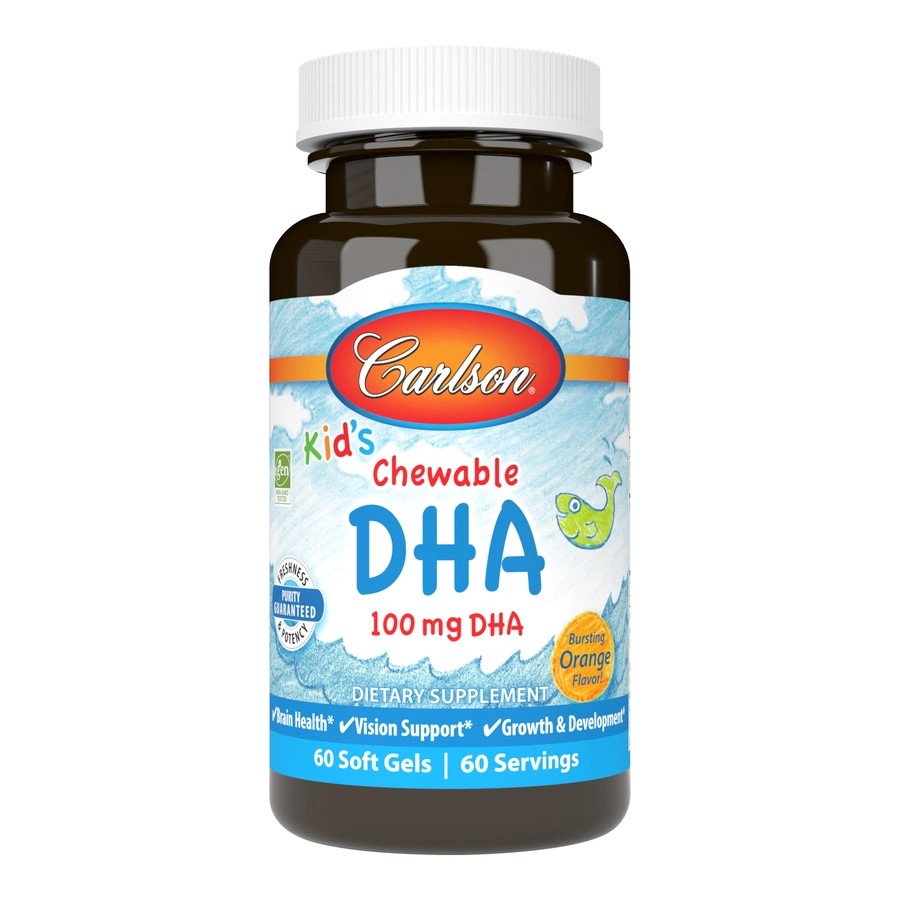 Жирные кислоты Carlson Labs Kid's Chewable DHA, 60 капсул - апельсин,  мл, Carlson Labs. Жирные кислоты (Omega). Поддержание здоровья 