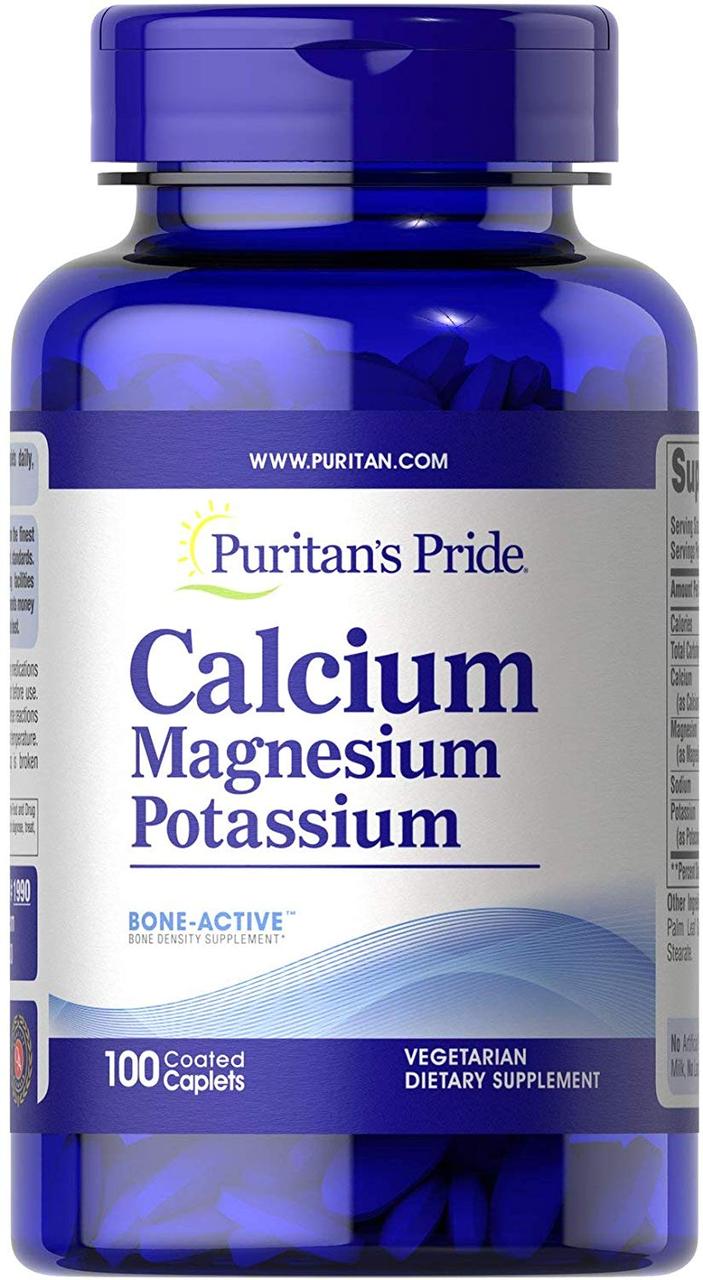 Мінеральна добавка Puritan's Pride Calcium Magnesium Potassium 100 tabs,  мл, Puritan's Pride. Витамины и минералы. Поддержание здоровья Укрепление иммунитета 