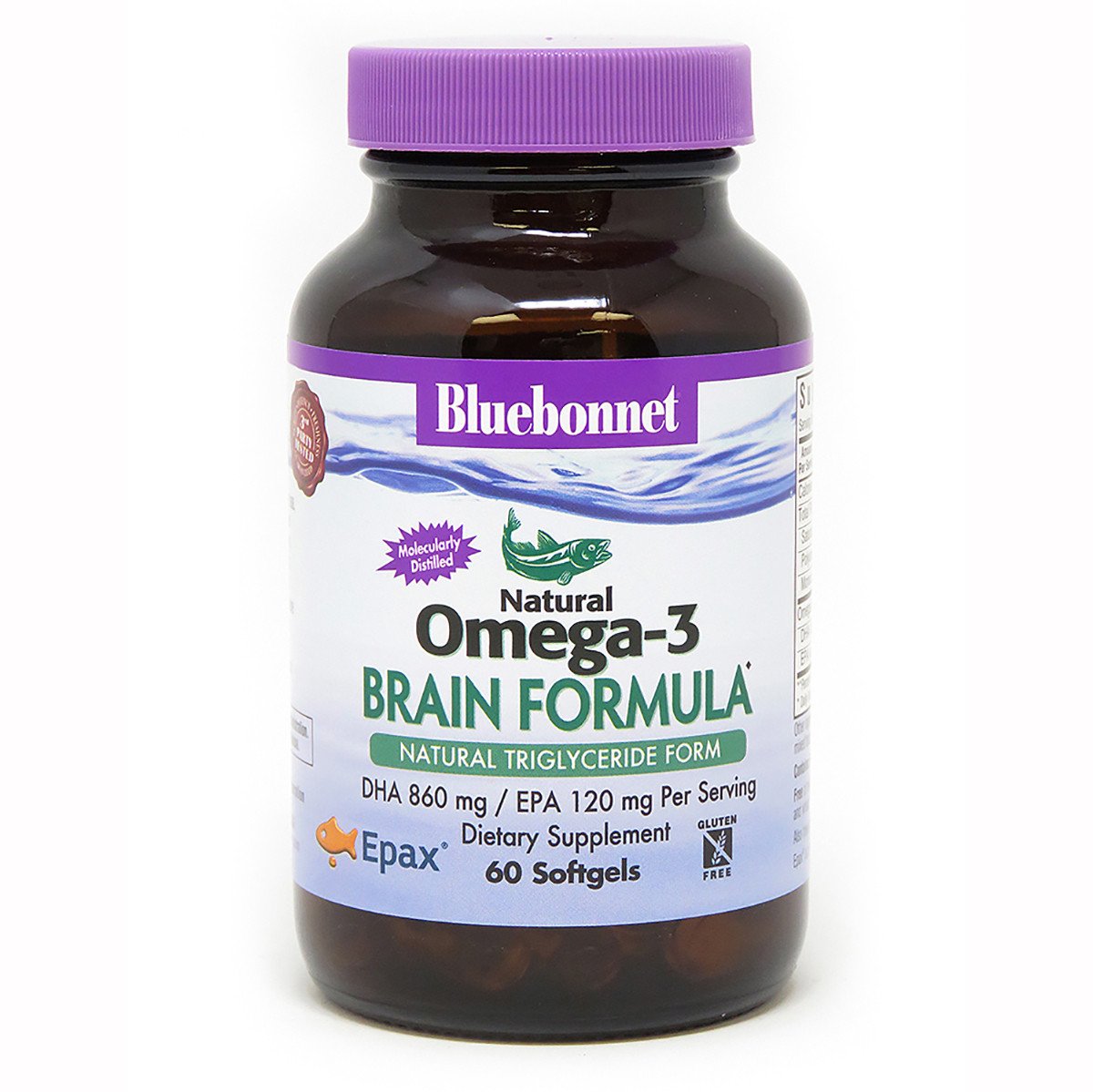 Омега-3 Формула для Мозга,  Bluebonnet Nutrition, Omega-3 Brain Formula, 60 желатиновых капсул,  мл, Bluebonnet Nutrition. Омега 3 (Рыбий жир). Поддержание здоровья Укрепление суставов и связок Здоровье кожи Профилактика ССЗ Противовоспалительные свойства 
