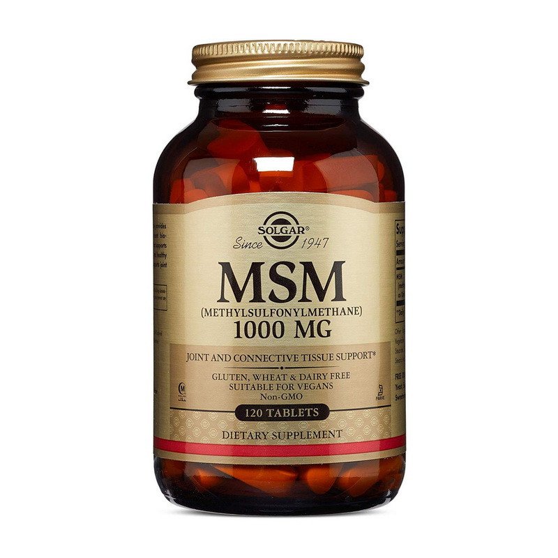 Solgar MSM 1000 mg 120 tabs,  ml, Solgar. Para articulaciones y ligamentos. General Health Ligament and Joint strengthening 