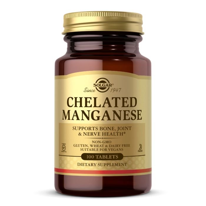 Витамины и минералы Solgar Chelated Manganese, 100 таблеток,  ml, Solgar. Vitamins and minerals. General Health Immunity enhancement 