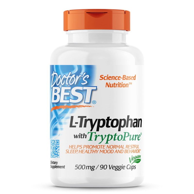 Аминокислота Doctor's Best L-Tryptophan 500 mg, 90 вегакапсул,  мл, Doctor's BEST. Аминокислоты. 