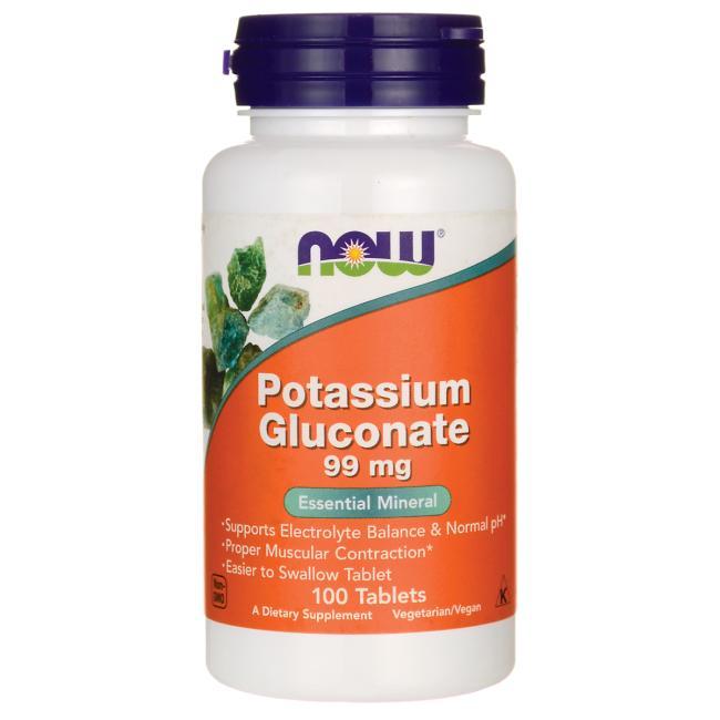 Мінеральна добавка NOW Foods Potassium Gluconate 99 mg 100 tabs,  мл, Now. Витамины и минералы. Поддержание здоровья Укрепление иммунитета 