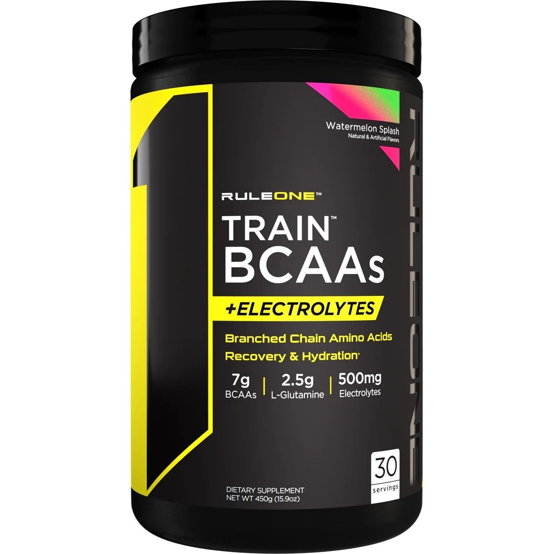 Аминокислота BCAA Rule 1 Train BCAAs + Electrolytes, 450 грамм Арбуз,  мл, Rule One Proteins. BCAA. Снижение веса Восстановление Антикатаболические свойства Сухая мышечная масса 