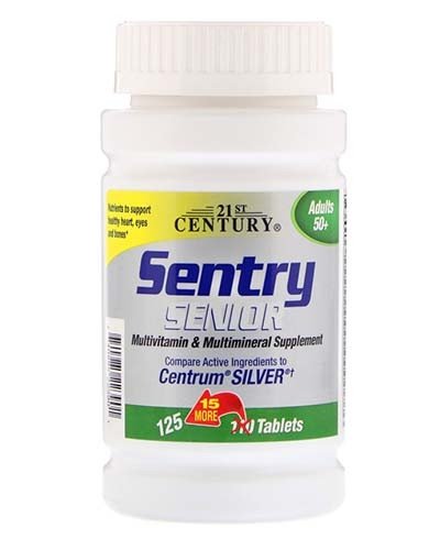 Вітаміни і мінерали 21st Century Sentry Senior (Multivitamin & Multimineral Supplement) Adults 50+, 125 Tabs,  мл, 21st Century. Витамины и минералы. Поддержание здоровья Укрепление иммунитета 