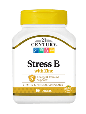Вітамінна добавка 21st Century Stress B with Zinc 66 Tabs,  мл, 21st Century. Витамины и минералы. Поддержание здоровья Укрепление иммунитета 