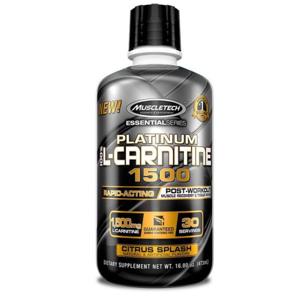 Жиросжигатель Muscletech Essential Platinum 100% L-Carnitine 1500, 473 мл Цитрус,  ml, MuscleTech. Quemador de grasa. Weight Loss Fat burning 