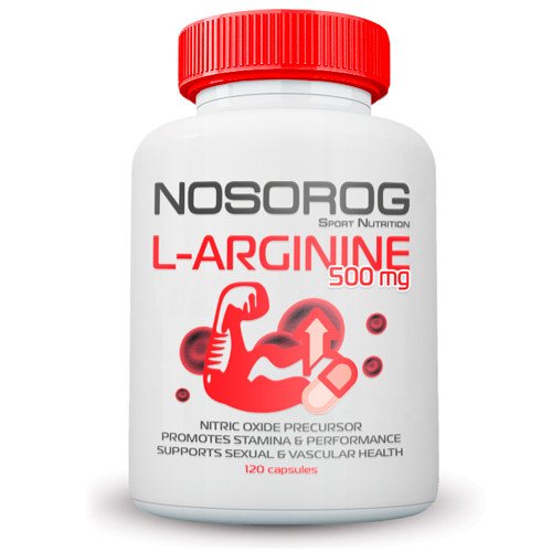 Л-Аргинин Nosorog L-Arginine 500 мг (120 капс) носорог,  мл, Nosorog. Аргинин. Восстановление Укрепление иммунитета Пампинг мышц Антиоксидантные свойства Снижение холестерина Донатор оксида азота 