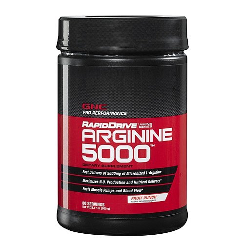 Arginine 5000, 800 g, GNC. Arginine. recovery Immunity enhancement Muscle pumping Antioxidant properties Lowering cholesterol Nitric oxide donor 