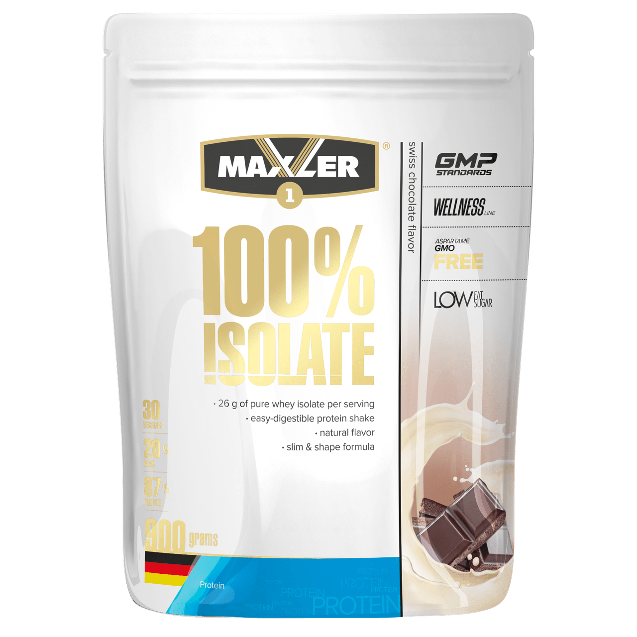 Maxler 100% Isolate 450 г - швейцарский шоколад,  мл, Maxler. Протеин. Набор массы Восстановление Антикатаболические свойства 
