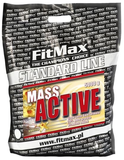 Гейнер FitMax Mass Active, 5 кг Ваниль,  мл, Fit Best Line. Гейнер. Набор массы Энергия и выносливость Восстановление 