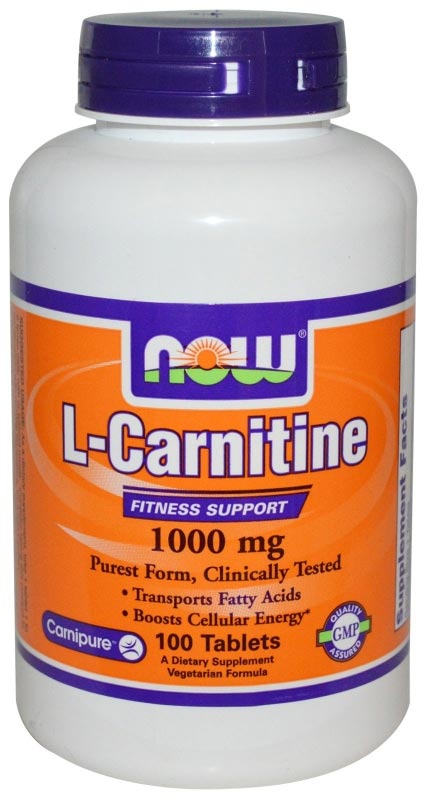 L-Carnitine 1000 mg, 100 шт, Now. L-карнитин. Снижение веса Поддержание здоровья Детоксикация Стрессоустойчивость Снижение холестерина Антиоксидантные свойства 