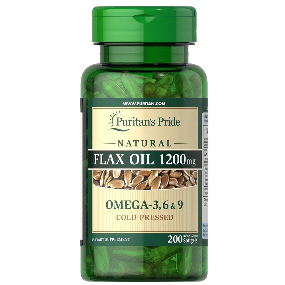 Жирные кислоты Puritan's Pride Natural Flax Oil 1200 mg, 200 капсул,  ml, Puritan's Pride. Fats. General Health 