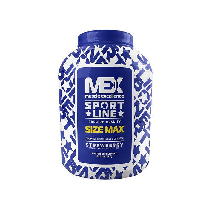 Гейнер для набора массы MEX Nutrition Size Max (2,7 кг) мекс сайз макс strawberry,  ml, MEX Nutrition. Gainer. Mass Gain Energy & Endurance recovery 