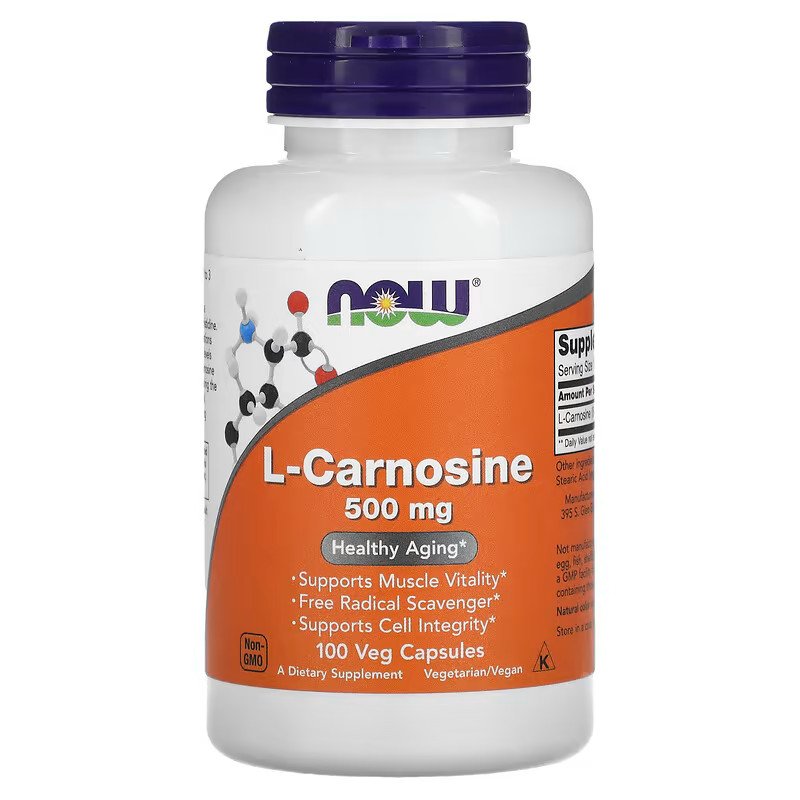 Аминокислота NOW L-Carnosine 500 mg, 100 вегакапсул,  мл, Now. Аминокислоты. 