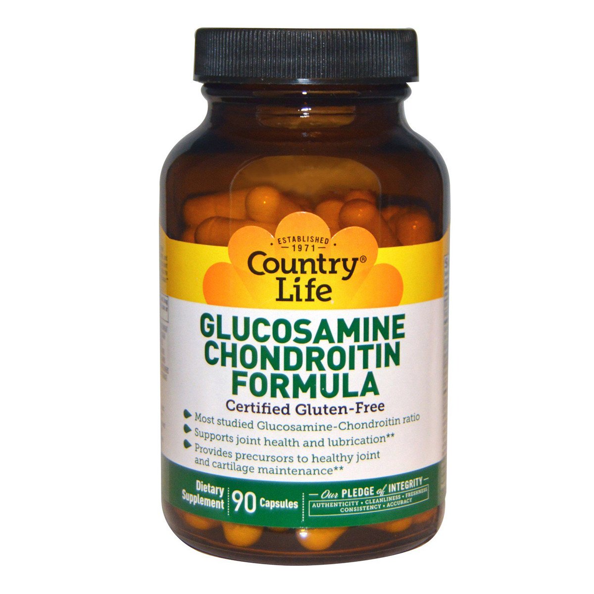 Country Life Глюкозамин и Хондроитин, Glucosamine/Chondroitin Formula, Country Life, 90 капсул , , 90 