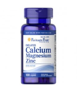 Chelated Calcium Magnesium Zinc, 100 pcs, Puritan's Pride. Calcium, magnesium and zinc. General Health 