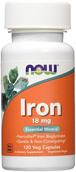 Iron 18 mg, 120 шт, Now. Железо. Поддержание здоровья 